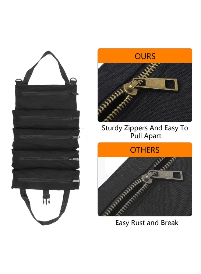 Super Roll Tool Roll, Multi-Purpose Roll Up Tool Bag, Wrench Roll,Canvas Tool Organizer Bucket,Car First Aid Kit Wrap Roll Storage Case,Hanging Tool Zipper Carrier Tote,Car Camping Gear - Image 4