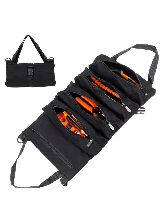 Super Roll Tool Roll, Multi-Purpose Roll Up Tool Bag, Wrench Roll,Canvas Tool Organizer Bucket,Car First Aid Kit Wrap Roll Storage Case,Hanging Tool Zipper Carrier Tote,Car Camping Gear - Image 1