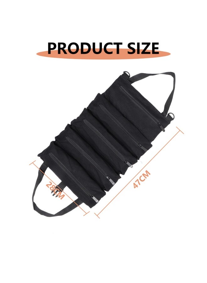 Super Roll Tool Roll, Multi-Purpose Roll Up Tool Bag, Wrench Roll,Canvas Tool Organizer Bucket,Car First Aid Kit Wrap Roll Storage Case,Hanging Tool Zipper Carrier Tote,Car Camping Gear - Image 5