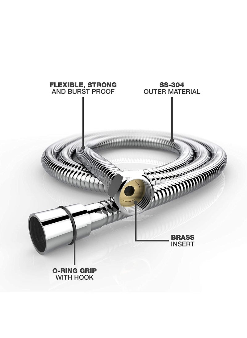 FOSSA Shower Hose 304 Stainless steel Shower Hose Chrome plated Flexible Shower Hose Explosionproof Handheld Shower Head Hose Extra Long Shower Hose with Brass Insert Nut1 Meter  - Image 2