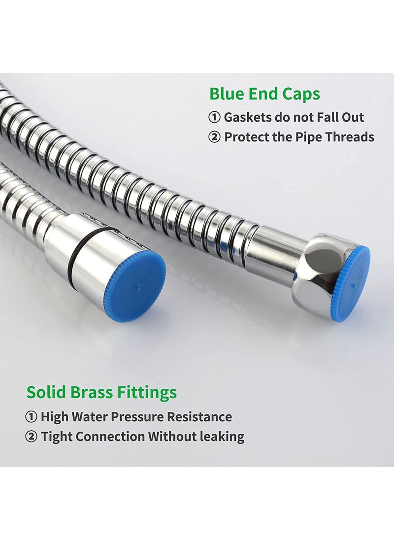 FOSSA Shower Hose 304 Stainless steel Shower Hose Chrome plated Flexible Shower Hose Explosionproof Handheld Shower Head Hose Extra Long Shower Hose with Brass Insert Nut1 Meter  - Image 3
