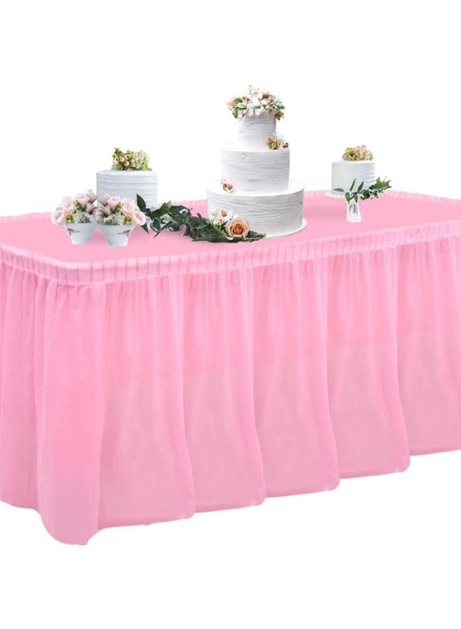 Disposable Rectangular Table Skirt Oil Proof PE Plastic Tablecloth Party Wedding Dessert Table Birthday Party Decoration Supplies-color:white-Specifications: 【 Table Skirt Set 】137*274 tablecloth +430*75cm  - Image 3
