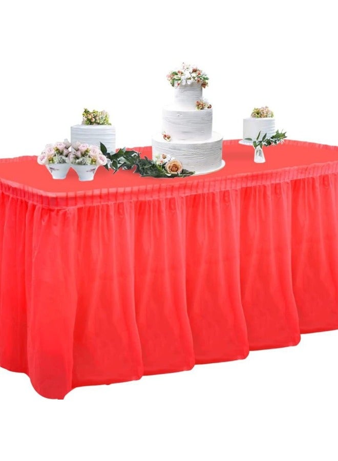 Disposable Rectangular Table Skirt Oil Proof PE Plastic Tablecloth Party Wedding Dessert Table Birthday Party Decoration Supplies-color:white-Specifications: 【 Table Skirt Set 】137*274 tablecloth +430*75cm  - Image 5