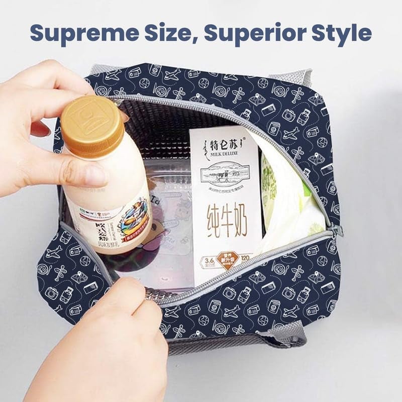 Myfav MY FAV Insulated Lunch Bag Thermal Cool Bag for Adults Men Women Kids Drinks Picnic Beach School Office Work Tote & Lunch Box Holder Cooler Food Digitally Printed Design (Multicolor 4 Travel Print) - Image 5