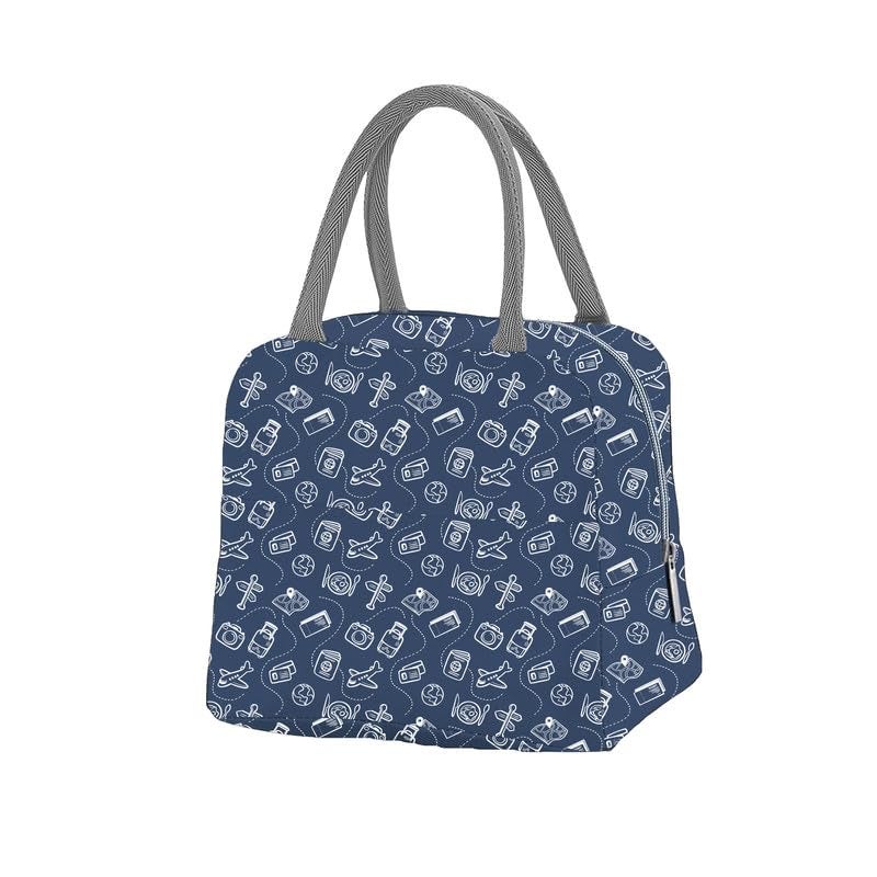 Myfav MY FAV Insulated Lunch Bag Thermal Cool Bag for Adults Men Women Kids Drinks Picnic Beach School Office Work Tote & Lunch Box Holder Cooler Food Digitally Printed Design (Multicolor 4 Travel Print) - Image 1