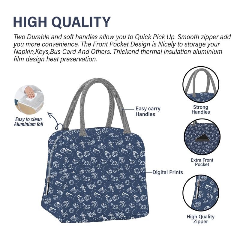 Myfav MY FAV Insulated Lunch Bag Thermal Cool Bag for Adults Men Women Kids Drinks Picnic Beach School Office Work Tote & Lunch Box Holder Cooler Food Digitally Printed Design (Multicolor 4 Travel Print) - Image 3