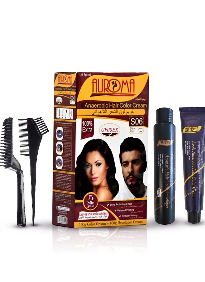 AUROMA Auroma Ammonia free Hair Color S06 Dark Red  - Image 1