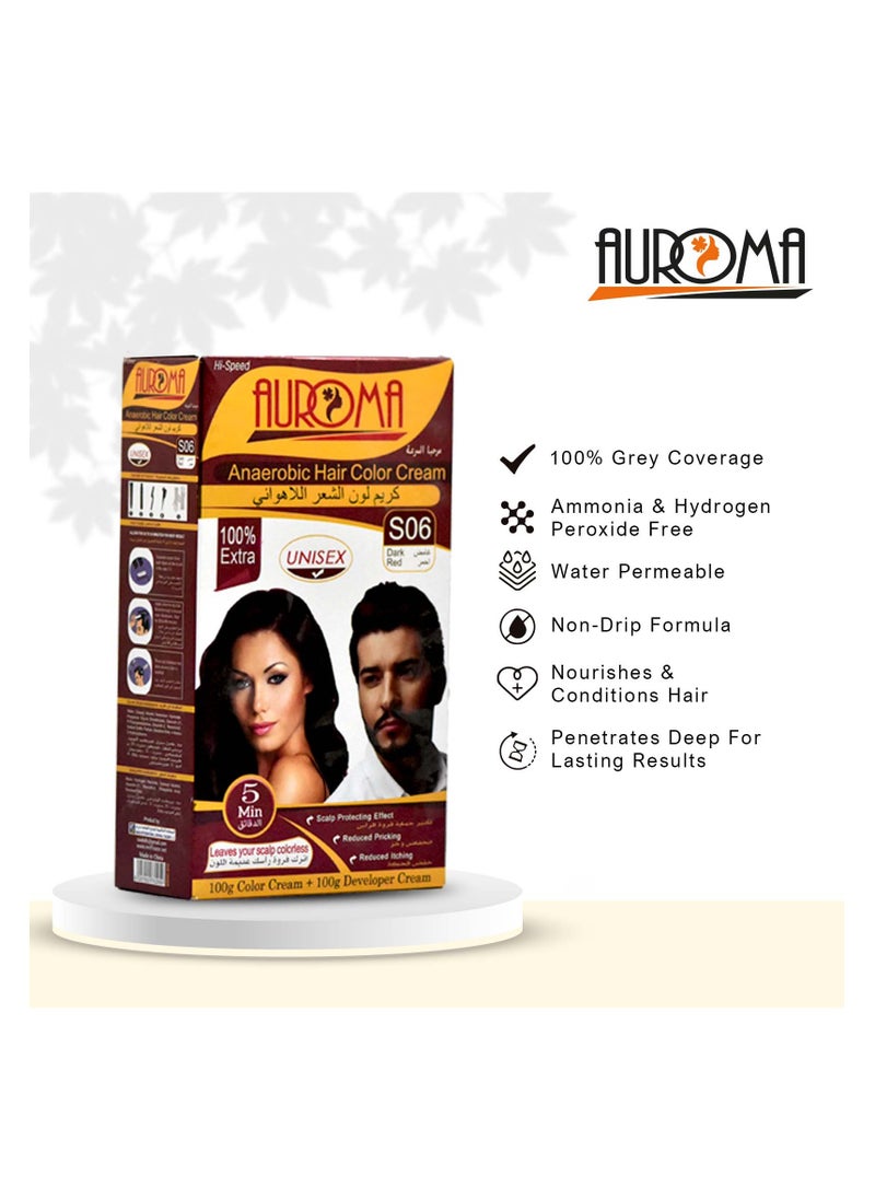 AUROMA Auroma Ammonia free Hair Color S06 Dark Red  - Image 2