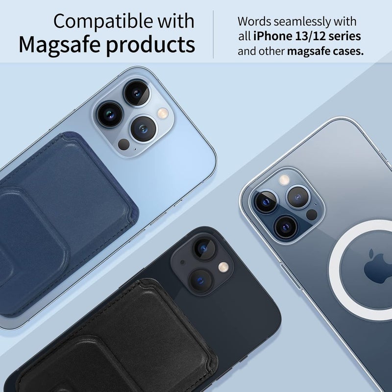 ميكينج تك حامل بطاقات للجزء الخلفي من الهاتف، محفظة حامل مغناطيسي لهاتف Apple MagSafe، غلاف محفظة هاتف قابل للالتصاق كحامل بطاقات هاتف قابل للفصل متوافق مع iPhone 12 Pro MAX (أزرق داكن) - Image 2