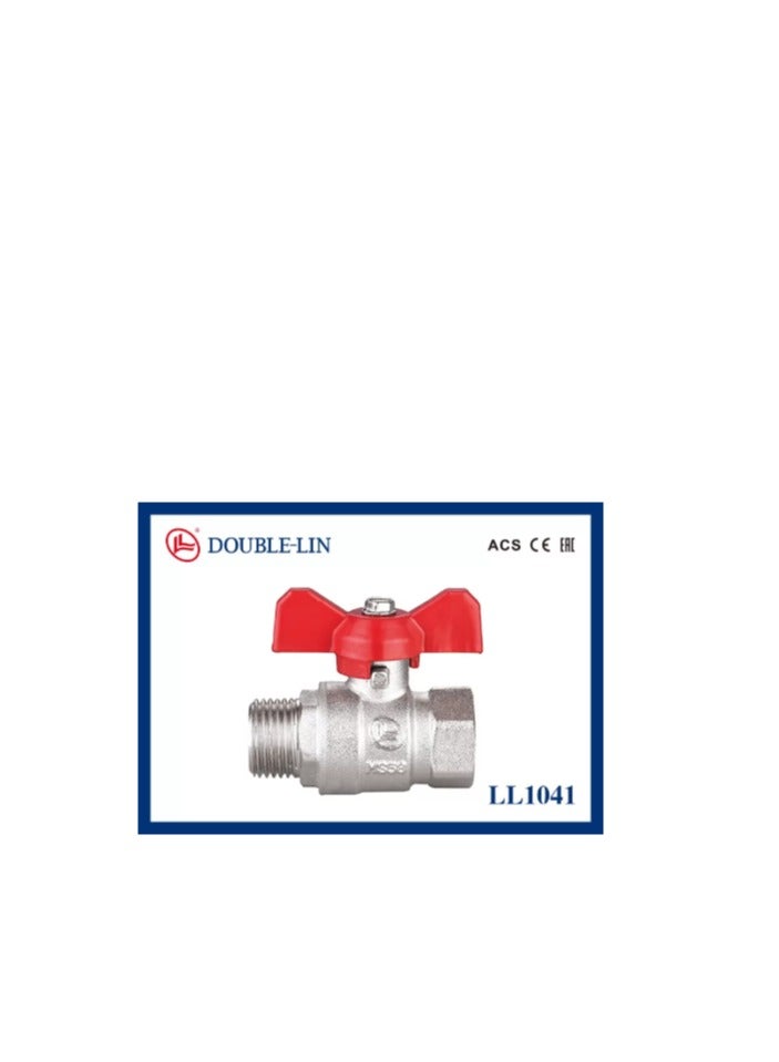 Double-lin 1" Brass Ball Valve, Aluminium Handle, Nickel Plated  - Image 1