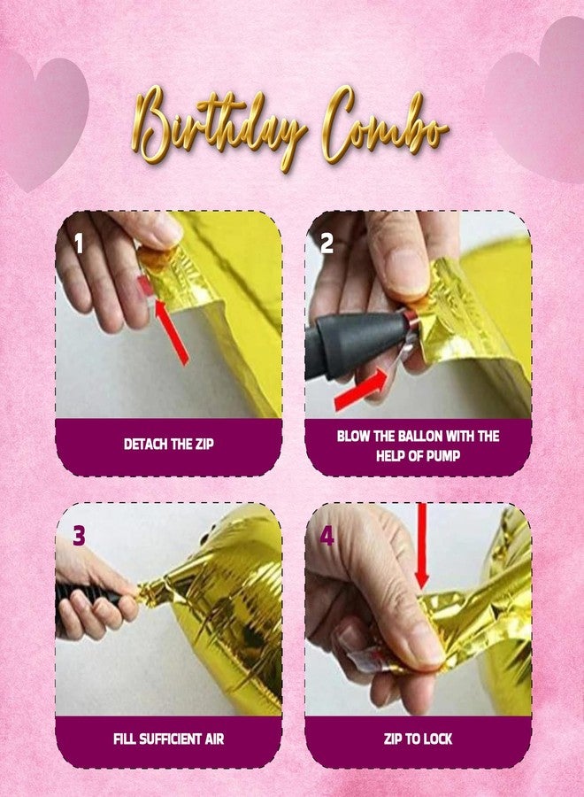 Decofy Premium Pink & Black Theme 26 Pcs Birthday Decoration Kit | Elegant Pink Black Balloon & Banner Birthday Decoration With Foil Balloons - Image 5
