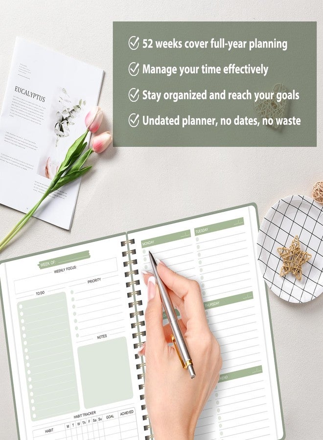 VALOME Undated Planner, Weekly Planner To Do List Notebook with Goal, Organizer & Habit Tracker, A5 Daily Planner with Spiral Binding, Ideal for Office School Suppies - Image 5