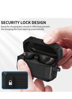 KASTWAVE Secure Lock Case for Sony WF 1000XM4, Shock-Absorbing Protective Cover Military Armor Series Full-Body Scratch Resistant Hard Shell with Keychain (Black)  - Image 3
