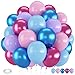 Froova Pink and Blue Balloons 12 Inch Macaron and Metallic Blue Pink Party Balloons for Gender Reveal Baby Shower Bridal Shower Summer Hawaiian Luau Birthday Party Decorations - Image 2