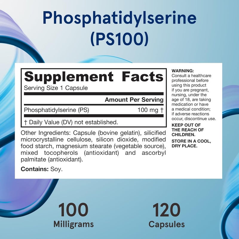 Jarrow Formulas PS100 Phosphatidylserine 100 mg Dietary Supplement for Brain Health and Cognition Support 120 Capsules Up To a 120 Day Supply - Image 5