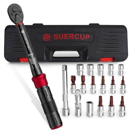 SUERCUP 1/4-Inch Drive Click Torque Wrench, 18 PCS Bike Torque Wrench Set 3-25Nm, Dual-Direction Adjustable 72 Tooth Click Torque Wrench, Used for Bicycle Maintenance - Image 1