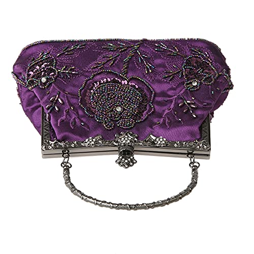 DA BODAN Womens Vintage Floral Beaded Rhinestone Embroidery Clutch Sequin Crossbody Bag Evening Handbag for Bridal Wedding Party Prom - Image 4