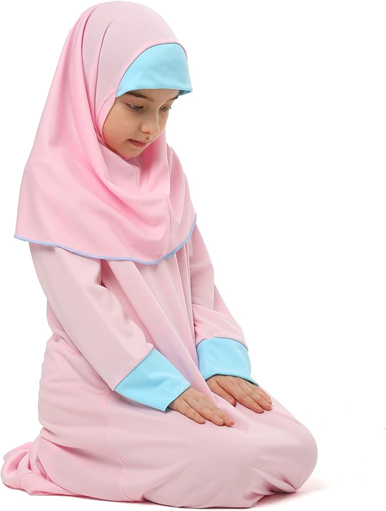 Girl's Prayer Dress with Flower Print and Cuffs