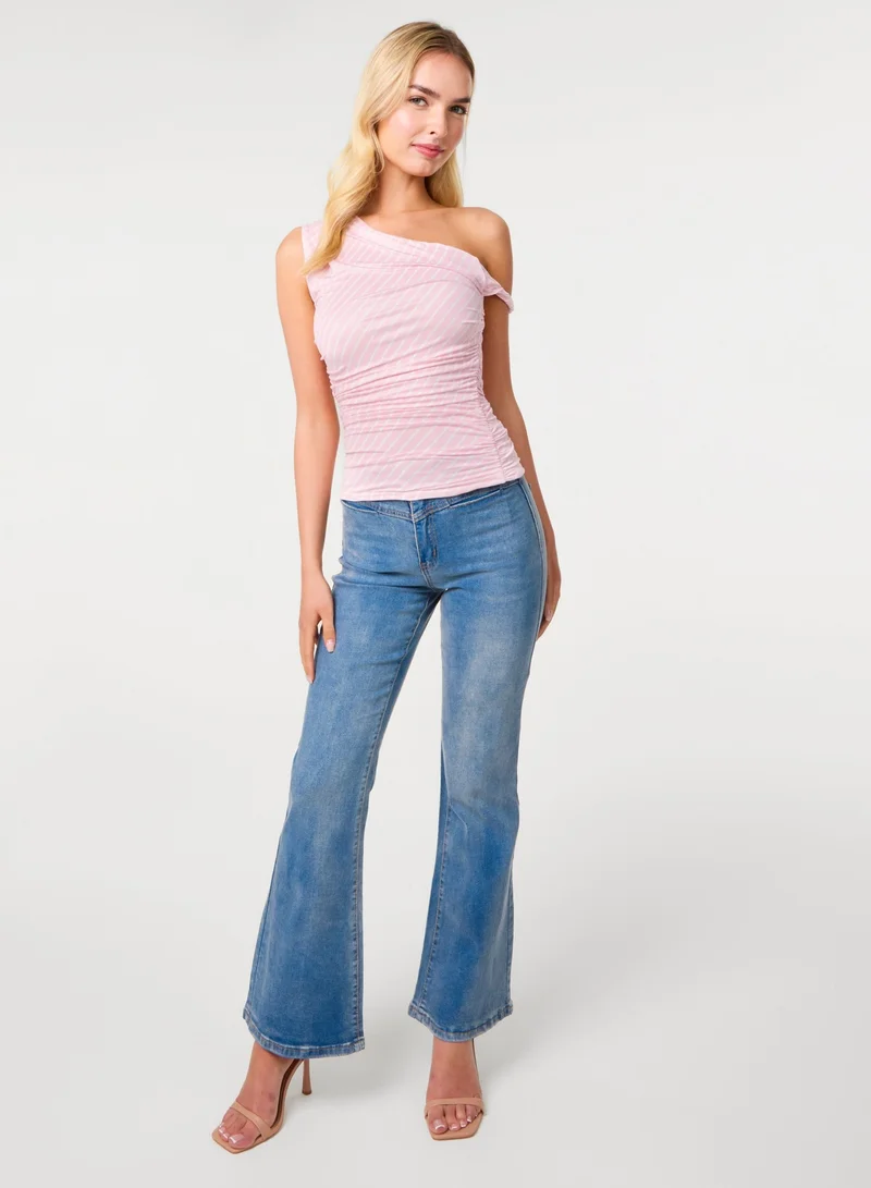 Pink Vanilla  Stripe Asymmetric top for Women | Best Price UAE