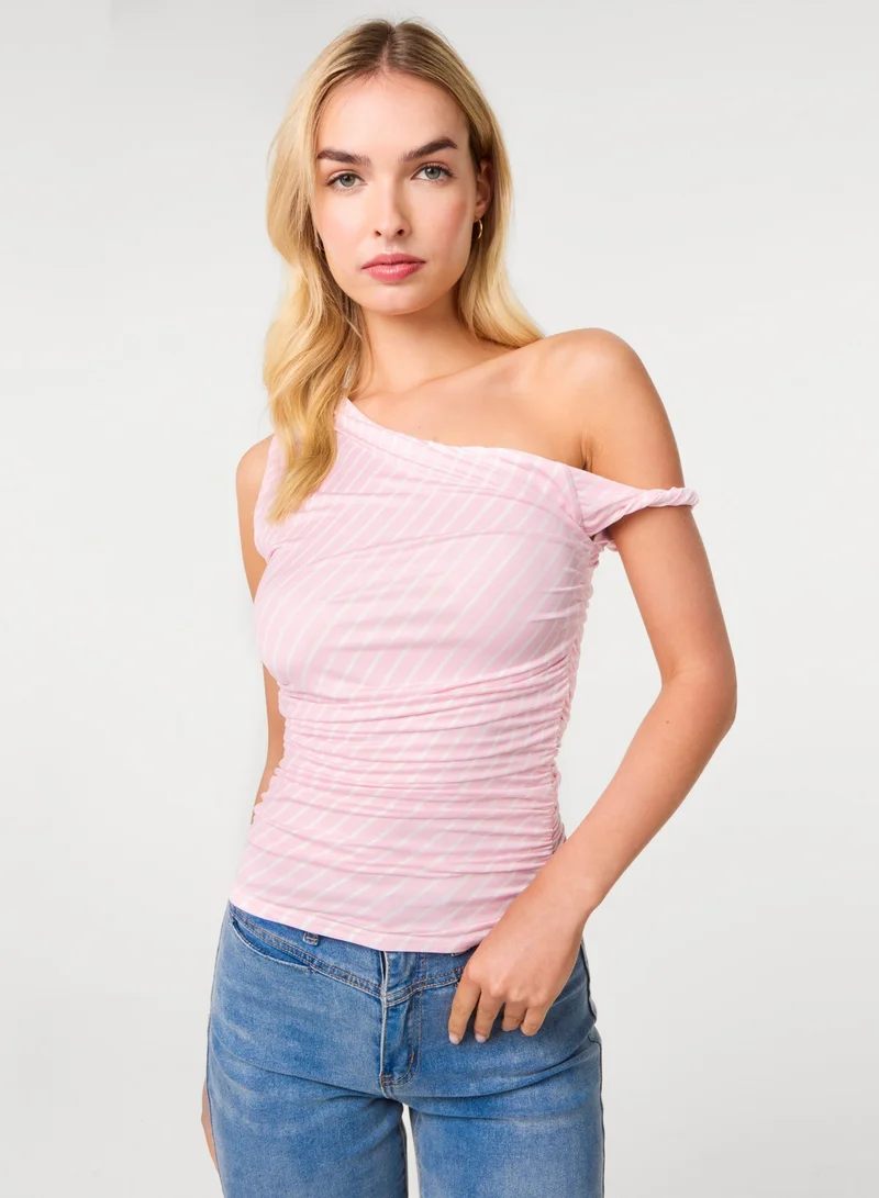 بينك فانيلا Stripe Asymmetric top