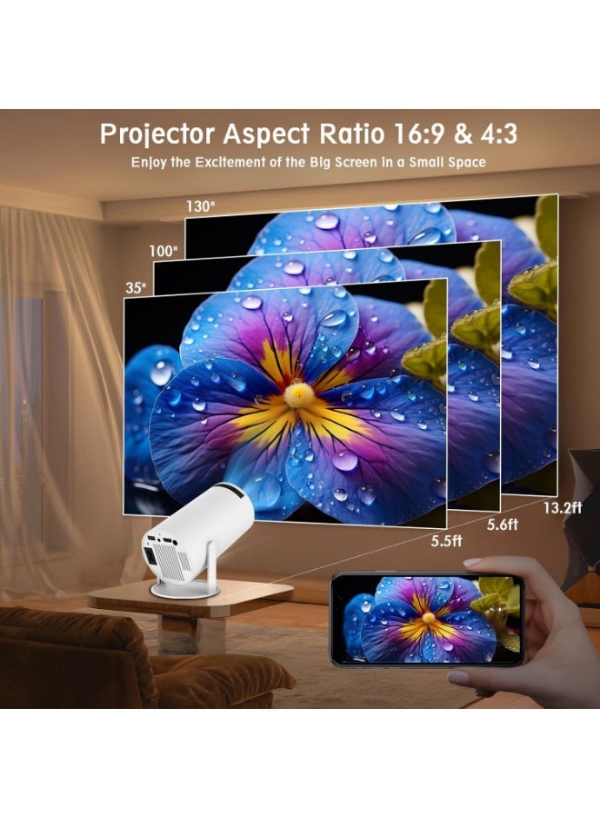 جهاز عرض ذكي محمول HY300 بنظام أندرويد 12 مع واي فاي وبلوتوث بدقة HD 720P ويدعم إدخال 4K بتصميم قابل للدوران وتصحيح تلقائي مناسب للمنزل والهواء الطلق - Image 4