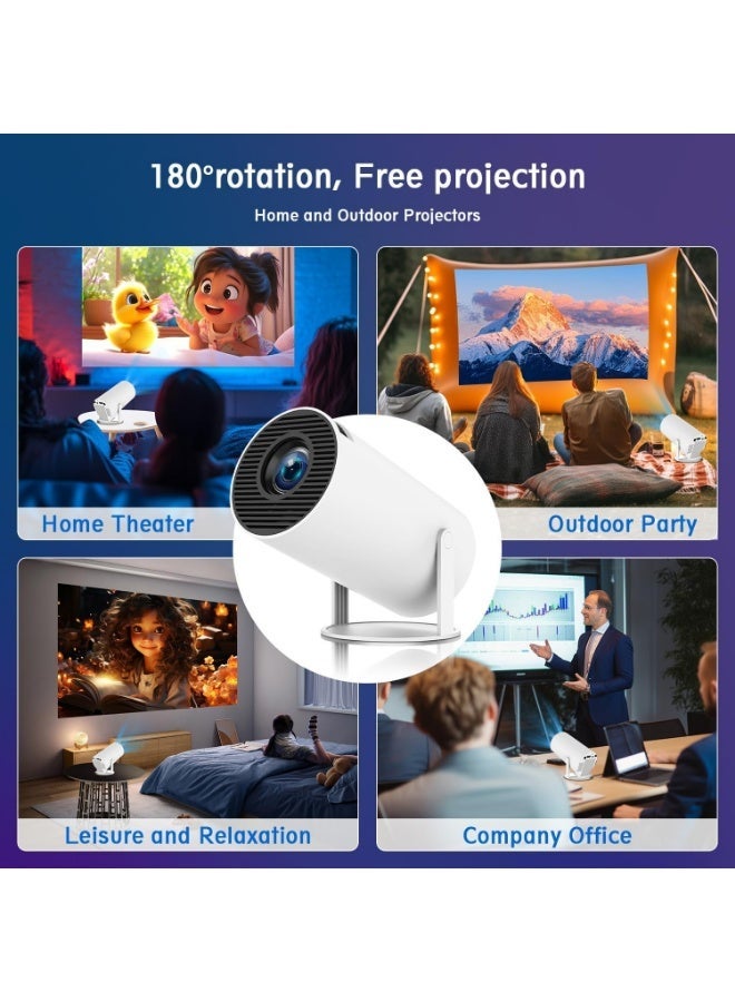 جهاز عرض ذكي محمول HY300 بنظام أندرويد 12 مع واي فاي وبلوتوث بدقة HD 720P ويدعم إدخال 4K بتصميم قابل للدوران وتصحيح تلقائي مناسب للمنزل والهواء الطلق - Image 2