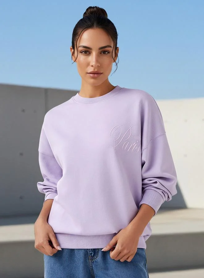 Splash FAV Regular Fit Sweatshirt with Typographic Print