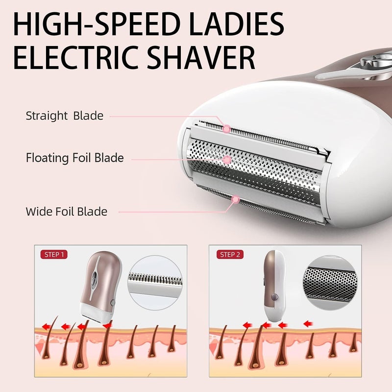 KASTWAVE Epilator for Women, Cordless Depilator for Women, Rechargeable Lady Face Shaver, Hair Removal Device for Arm Leg Underarm (Rose Gold) - Image 3