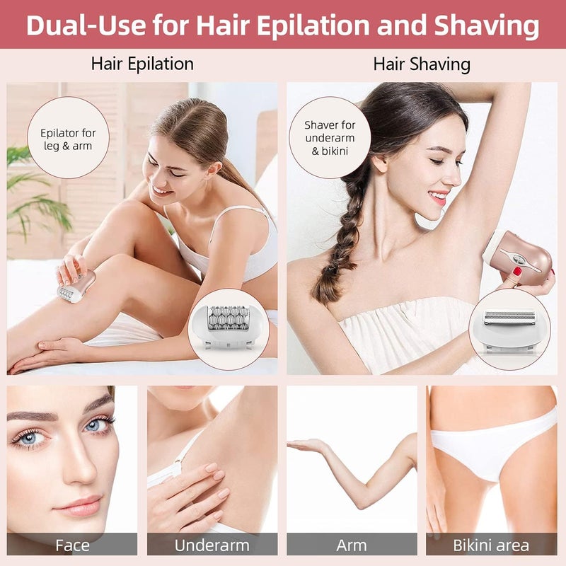 KASTWAVE Epilator for Women, Cordless Depilator for Women, Rechargeable Lady Face Shaver, Hair Removal Device for Arm Leg Underarm (Rose Gold) - Image 5