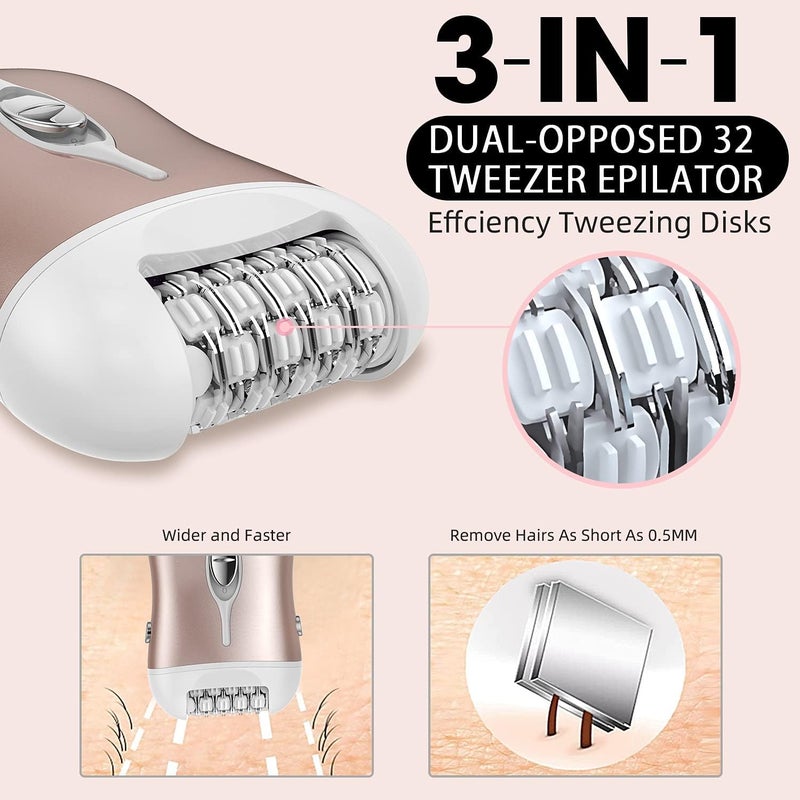 KASTWAVE Epilator for Women, Cordless Depilator for Women, Rechargeable Lady Face Shaver, Hair Removal Device for Arm Leg Underarm (Rose Gold) - Image 2