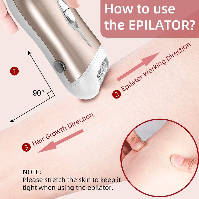 KASTWAVE Epilator for Women, Cordless Depilator for Women, Rechargeable Lady Face Shaver, Hair Removal Device for Arm Leg Underarm (Rose Gold) - Image 4