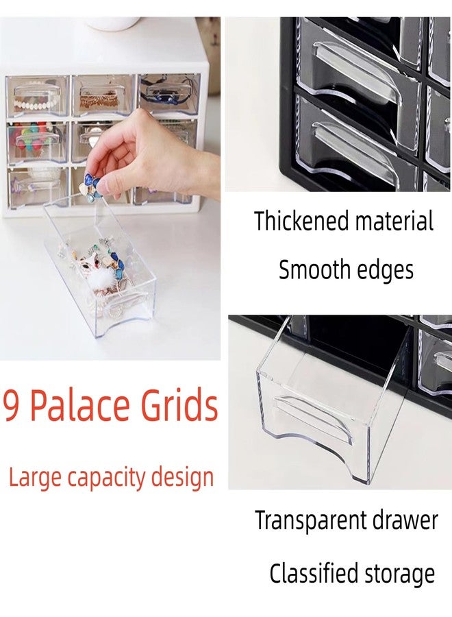 Feadily 1PCS Upgraded Version Large Drawer Organizer for Desk, Desktop Drawer Organizer with 9 Clear Drawers, Plastic Desktop Storage Drawers 10.04" x 6.30" x 6.10", White - Image 4