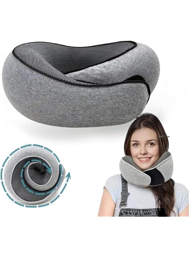 MIXDE Travel Neck Pillow, Travel Pillow for Sleeping Airplane, Memory Foam Neck Pillow with 360-Degree Head Support, Airplane Pillow,Portable U Shaped Pillows, for Office, Camping, Travelling - Image 1