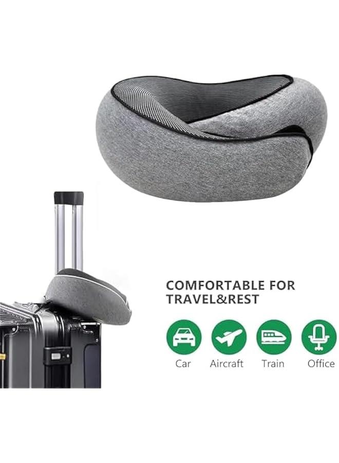 MIXDE Travel Neck Pillow, Travel Pillow for Sleeping Airplane, Memory Foam Neck Pillow with 360-Degree Head Support, Airplane Pillow,Portable U Shaped Pillows, for Office, Camping, Travelling - Image 4