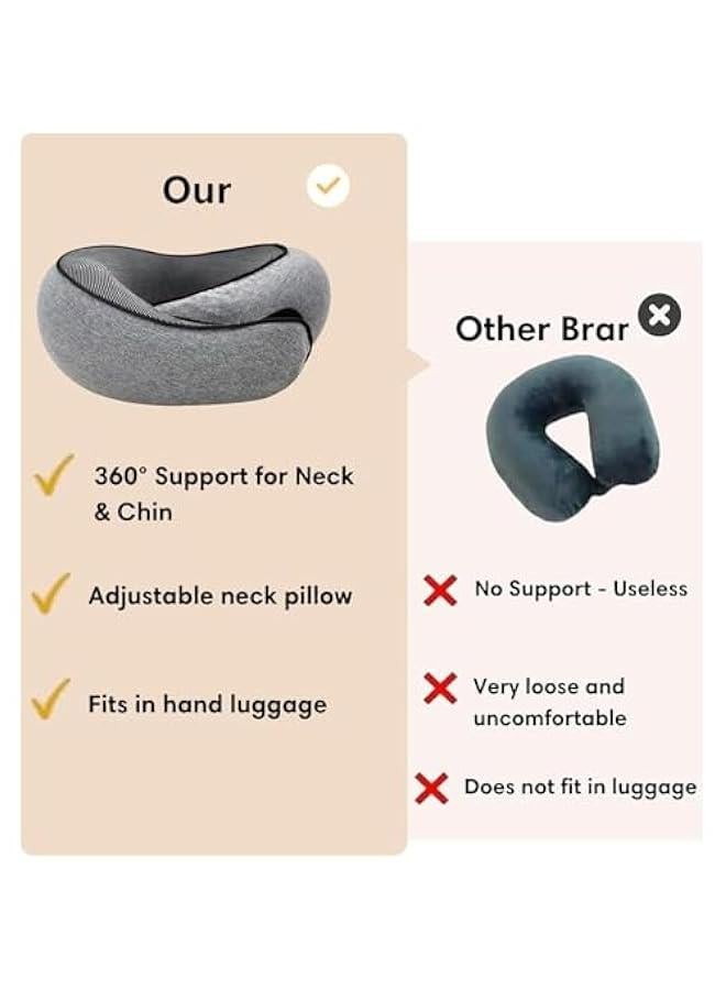 MIXDE Travel Neck Pillow, Travel Pillow for Sleeping Airplane, Memory Foam Neck Pillow with 360-Degree Head Support, Airplane Pillow,Portable U Shaped Pillows, for Office, Camping, Travelling - Image 2