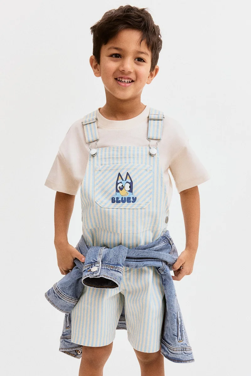 H&M Print-motif dungaree shorts