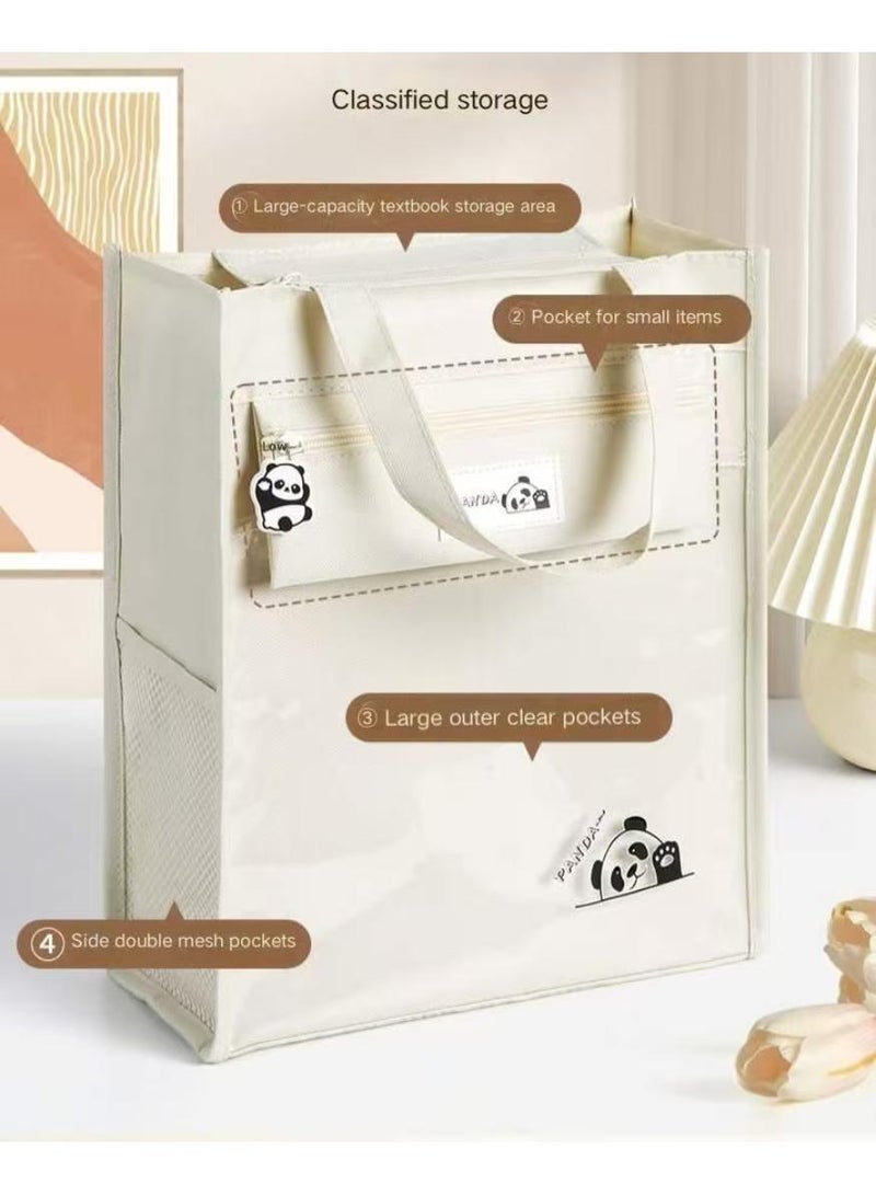 باندا حامل مستندات ذو سعة كبيرة، حامل مستندات محمول بسحّاب وجيوب شبكية للكتب والمستندات وأجهزة الكمبيوتر المحمولة، مناسب للعاملين في المكاتب والطلاب، والاجتماعات والاستخدام المكتبي - Image 3