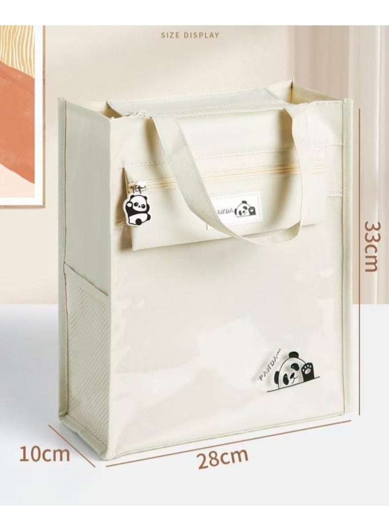 باندا حامل مستندات ذو سعة كبيرة، حامل مستندات محمول بسحّاب وجيوب شبكية للكتب والمستندات وأجهزة الكمبيوتر المحمولة، مناسب للعاملين في المكاتب والطلاب، والاجتماعات والاستخدام المكتبي - Image 2