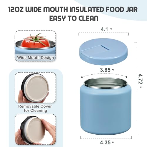 BOSEDSANG 26oz Soup Thermo for Hot Food Kids with Buckle Lid Insulated Vacuum Food Jar Wide Mouth Leakproof Stainless Steel Lunch Container (Blue) - Image 4