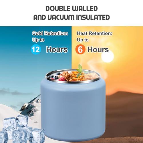 BOSEDSANG 26oz Soup Thermo for Hot Food Kids with Buckle Lid Insulated Vacuum Food Jar Wide Mouth Leakproof Stainless Steel Lunch Container (Blue) - Image 3