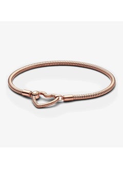 PANDORA Pandora Moments Heart Closure Snake Chain Bracelet, Size 18  - Image 1
