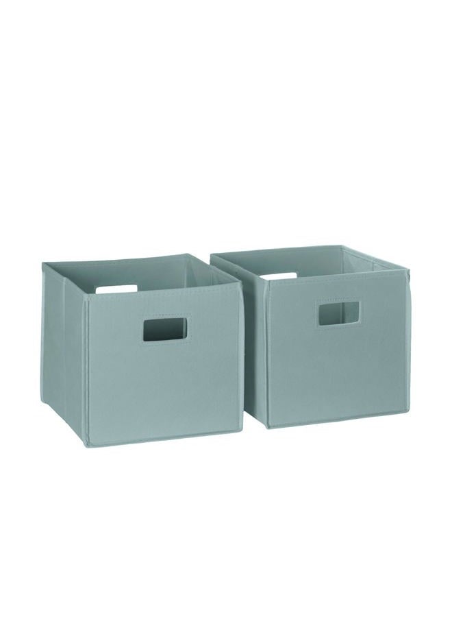 RiverRidge Kids 2pc Fabric Collapsible Storage Cube Organizers with Handles for Playroom Organization - Sea Green - Image 1