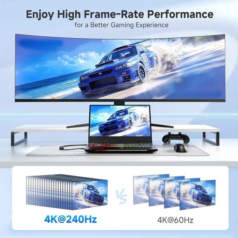 CableMatters محول Mini DisplayPort إلى DisplayPort 1.4 بسرعة 32.4Gbps (Mini DP إلى DP 1.4) باللون الأسود - جاهز لدقة 8K@60Hz و 4K@240Hz - متوافق مع Thunderbolt و Thunderbolt 2 - Image 3