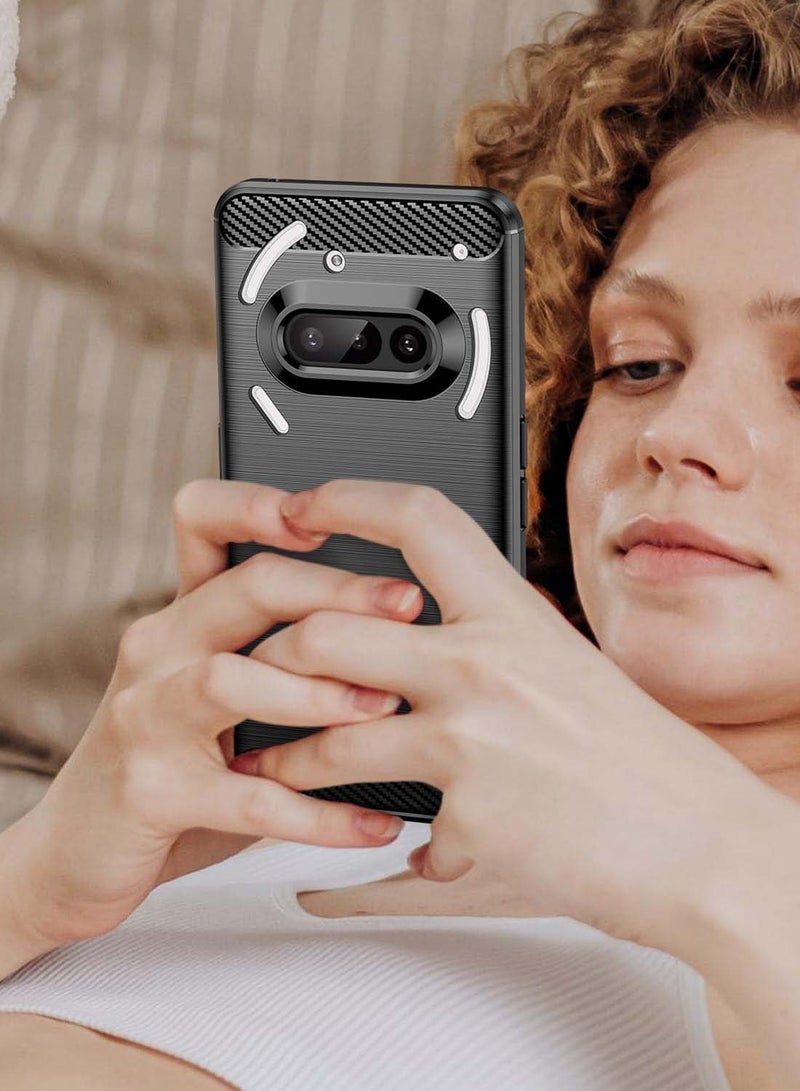 Wtech Nothing Phone (3a) 5G 2025 Silicone Brushed Texture Protective Case Cover - Black - Image 4