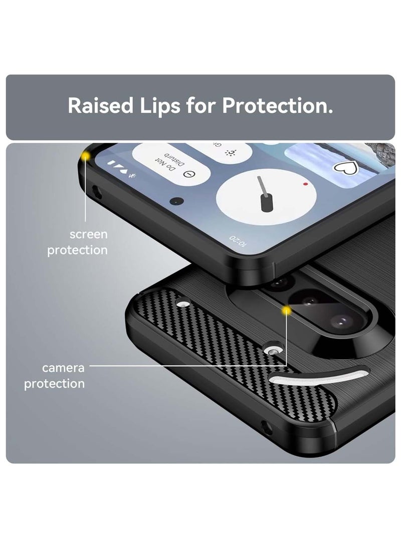 Wtech Nothing Phone (3a) 5G 2025 Silicone Brushed Texture Protective Case Cover - Black - Image 5