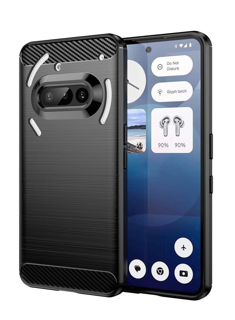 Wtech Nothing Phone (3a) 5G 2025 Silicone Brushed Texture Protective Case Cover - Black - Image 1