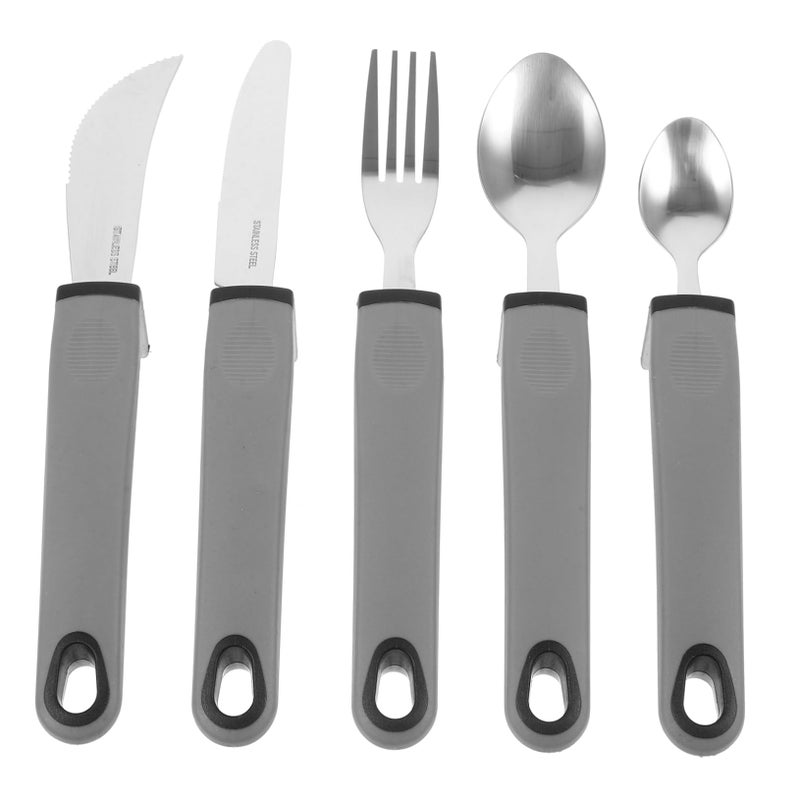 Weighted Adaptive Utensils Set 5Pcs Stainless Steel Forks Knives Spoons for Rehabilitation Dining - Image 2