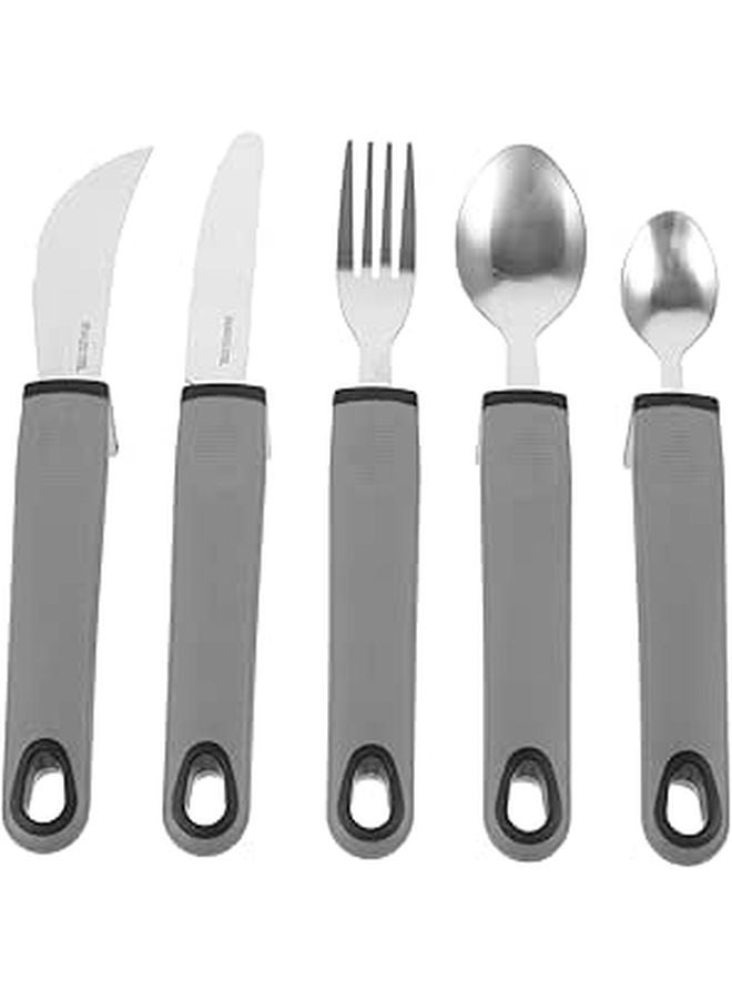 Weighted Adaptive Utensils Set 5Pcs Stainless Steel Forks Knives Spoons for Rehabilitation Dining - Image 1