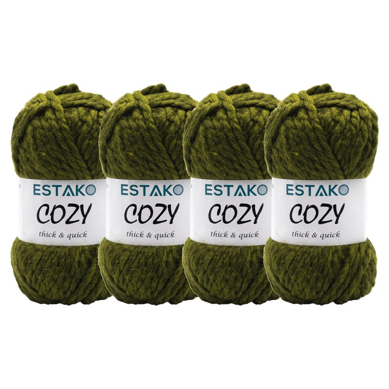 Estako Cozy Thick & Quick Yarn 20% Wool 80% Acrylic Soft Super Bulky Weight #6 Knitting and Crocheting Yarn 3.52 oz (100gr) 65 yds (60 m) (54030-Khaki) - Image 1