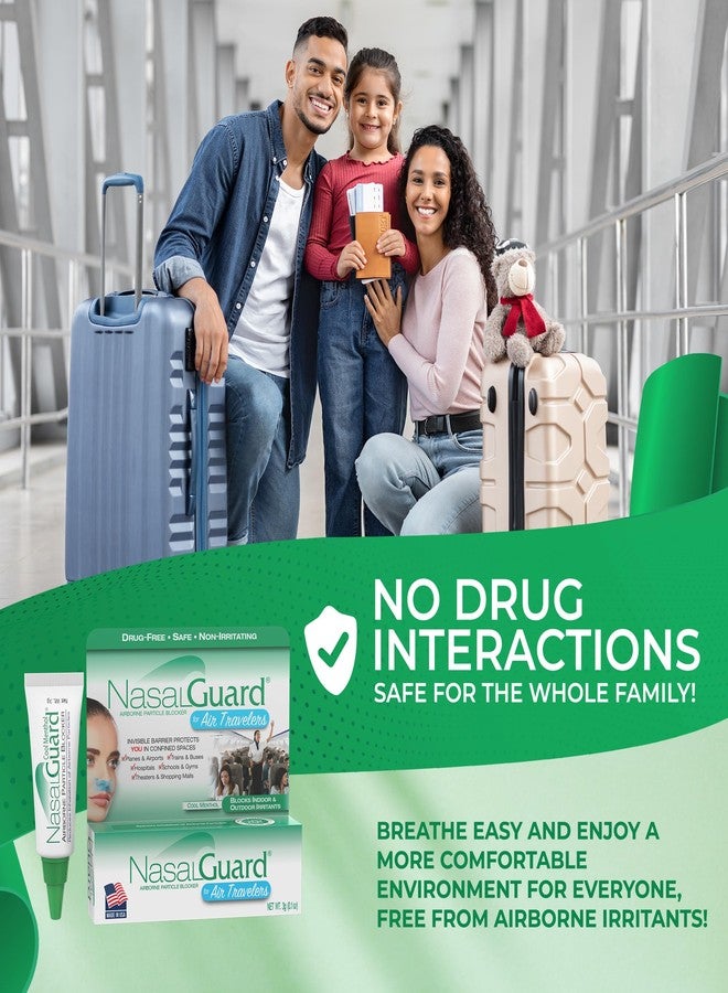 NasalGuard Airborne Particle Blocker Nasal Gel for Air Travelers - Drug-Free, Non-irritating, Non-drowsy, Airplane Travel Approved (Cool Menthol) - Over 150 Applications Per Tube (0.1 oz, Pack of 1) - Image 2